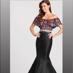 Two piece sequined prom dress